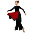 thumbnail image 4 of TTAO Kids Girls Long Sleeve Praise Dance Dress Metallic Liturgical Worship Lyrical Tunic Robe with Wide Leg Pants Set Red 12, 4 of 7