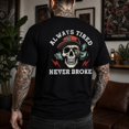 thumbnail image 6 of Veylor Haus Men's Graphic, Always Tired Never Broke Skull Print, Short Sleeve Crewneck Tee, 6 of 9