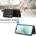thumbnail image 2 of for iPhone 16 Case Wallet for Women, Removable Adjustable Shoulder Strap Flip PU Leather Slim Back Zipper Purse Case with Card Slot Holder Stand RFID Blocking Magnetic Buttons, Black, 2 of 8