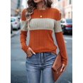 thumbnail image 6 of Women'S Sweaters Trendy Color Block Tops Long Sleeve Shirts Fall Outfits Early Fall Fashion Winter Clothing Orange L, 6 of 9