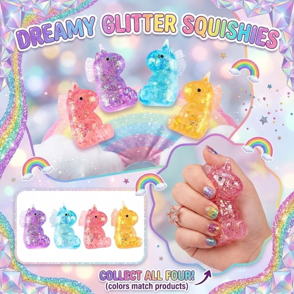 1pc Unicorn Stress Relief Toys Stress Balls Mini Animal Squeeze Cute Fidget Toys Fun for Birthday Party Office Christmas Stocking Stuffer Gift (Random Colors)