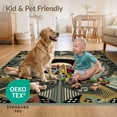 thumbnail image 4 of ODIKA 4'x6' Ultra-Soft Area Rug, Vinyl Record Mid Century Disc Emblem With Soundwave And Music Note Trim None Washable, Bare feet friendly, Silk-Touch for Bedroom Home office, 4 of 7