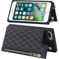 thumbnail image 5 of Crossbody Phone Case for iPhone 7 Plus with Card Holder,iPhone 8 Plus Magnetic Purse Case with Lanyard Strap for Women Men,PU Leather Zipper Lattice Pattern Travel Case 5.5 Inch (Black), 5 of 16