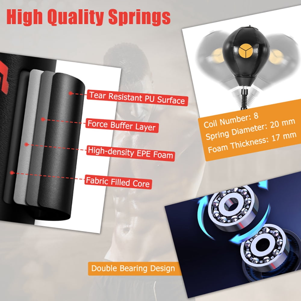 YYAo Punching Bag,Men Kickboxing Bag,Kickboxing Training Equipment Bags,Boxing Speed Trainer Freestanding Fillable 360° Spinning Bar Adjustable Height