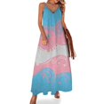 thumbnail image 1 of Vestido de noche elegante sin mangas con fondo de bandera del orgullo transgénero en espiral y ondulada para mujer, 1 of 7