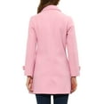 thumbnail image 3 of INSPIRE CHIC Women's Peter Pan Collar Winter Outwear Trench Pea Coats XS Pink, 3 of 7