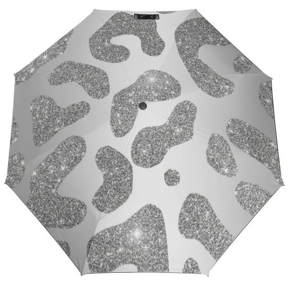 Silver Umbrella for Rain - Portable, Double Layer Automatic Folding Umbrella UV Protection for Rain Car Travel Outdoor Men Women