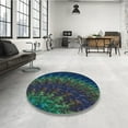 thumbnail image 4 of Ahgly Company Machine Washable Indoor Round Transitional Night Blue Area Rugs, 3' Round, 4 of 7