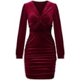 thumbnail image 2 of Vestido corto para mujer NikouMX Cuello en V torcido Otoño S M L XL, 2 of 8