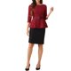 thumbnail image 2 of INSPIRAR CHIC Blusas Peplum para Mujeres de Manga 3/4 con Cinturón Elegante para Trabajo L Rojo, 2 of 6