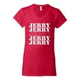 thumbnail image 2 of Wild Bobby Jerry Springer 90's TV Talk Show Host Jerry Jerry Chant Famous People Women’s Standard V-Neck Tee, Red, Large, 2 of 6