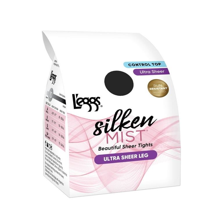 L'eggs Women's Silken Mist 2 Pair Control Top Silky Sheer Leg Panty Hose,  Black Mist, B : : Clothing, Shoes & Accessories