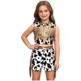 thumbnail image 2 of Aislor Girls 2 Pieces Western Cowgirl Sleeveless Fringed Top With Side Tassel Shorts Outfit Set Camel 16, 2 of 7