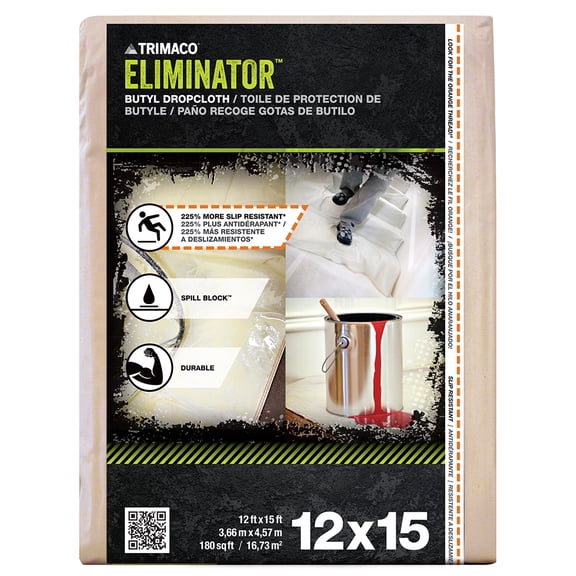 Trimaco Eliminator Butyl-back Canvas 12 Ft. X 15 Ft. Heavy-duty Drop Cloth 80322
