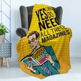 thumbnail image 4 of Saying Soft Flannel Fleece Throw Blanket, Yes I Really Do Need All These Magazines Business Person Reading Pop Art Style, Cozy Plush for Indoor and Outdoor Use, 50" x 70", Apricot Cream, by Ambesonne, 4 of 5
