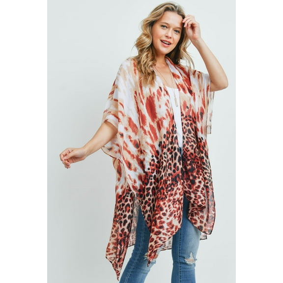 Riah Fashion Leopard Tie Dye Kimonos