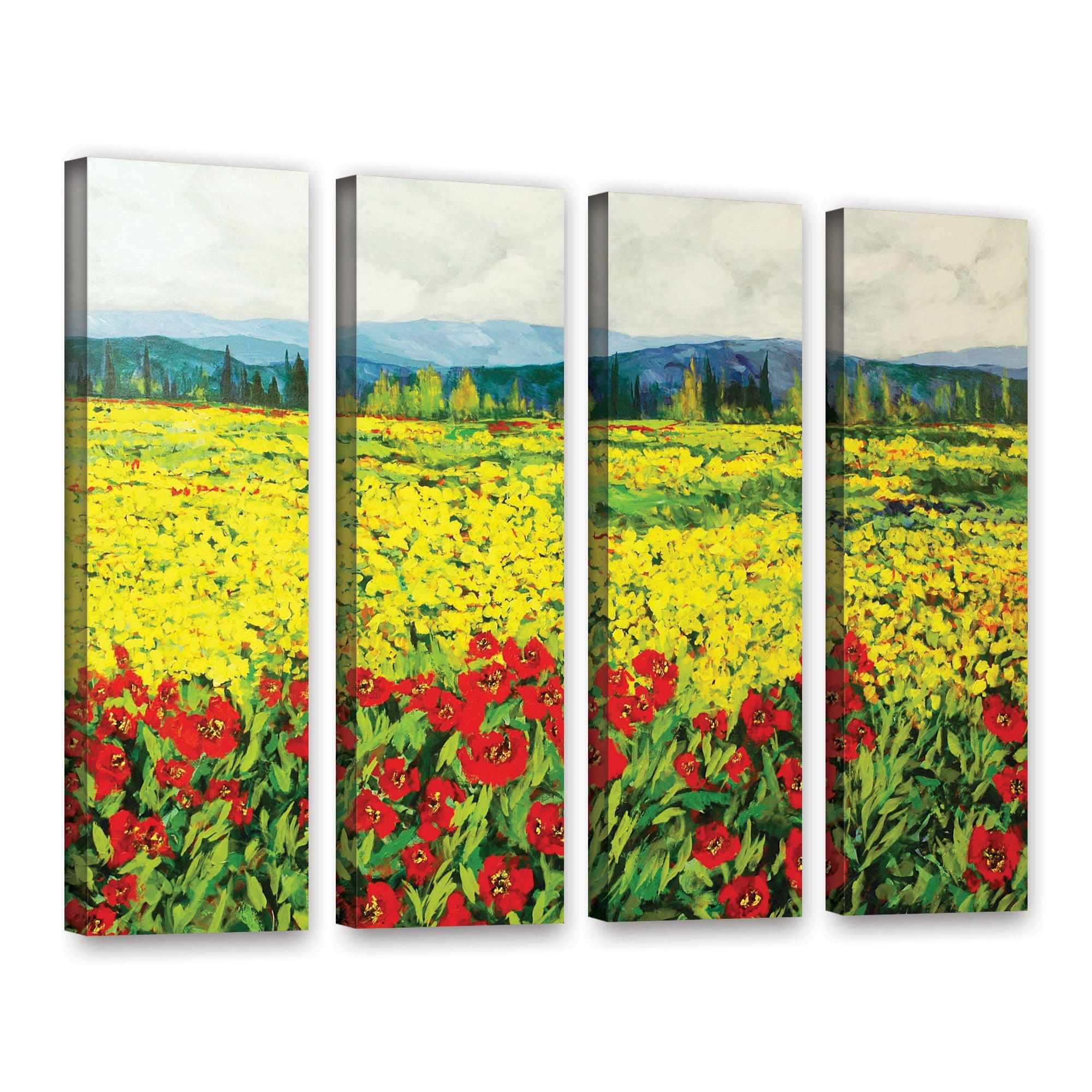 ArtWall Allan Friedlander "Zone De Fleurs" 4-Piece Gallery-wrapped Canvas Set