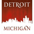 thumbnail image 3 of Detroit Duvet Cover Set, Michigan City Silhouette Composition Classical Typography American City, Decorative 3 Piece Bedding Set with 2 Pillow Shams, Queen Size, Red and White, by Ambesonne, 3 of 3