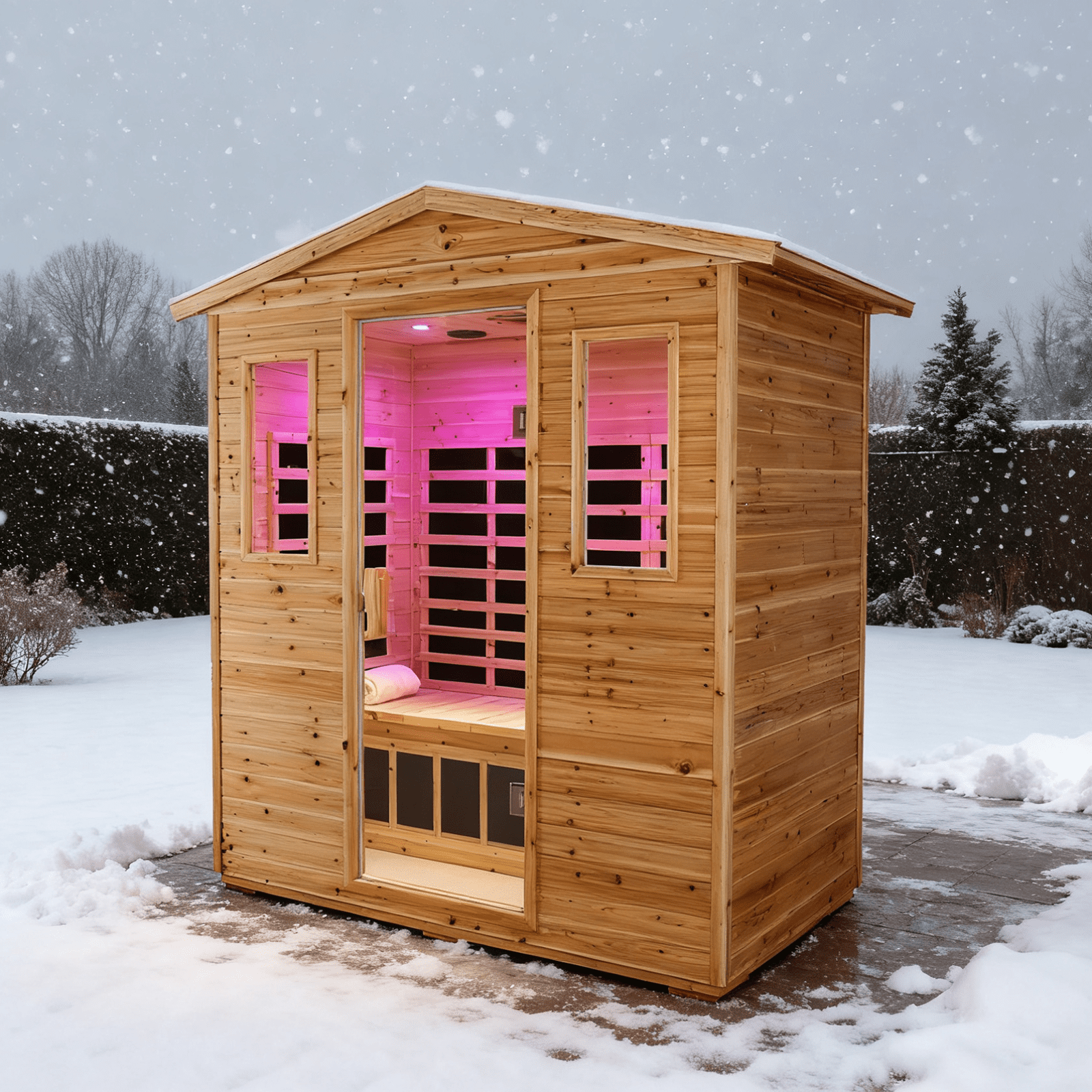 KUNSANA Outdoor Far Infrared Sauna  For 3 Person Old Fir Wood Low EMF Full Spectrum 1950W