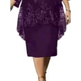 thumbnail image 4 of DYMADE Women Plus Size Crew Neck Floral Printed 3/4 Flared Sleeve Knee Length Elegant Jumper Dress, 4 of 4