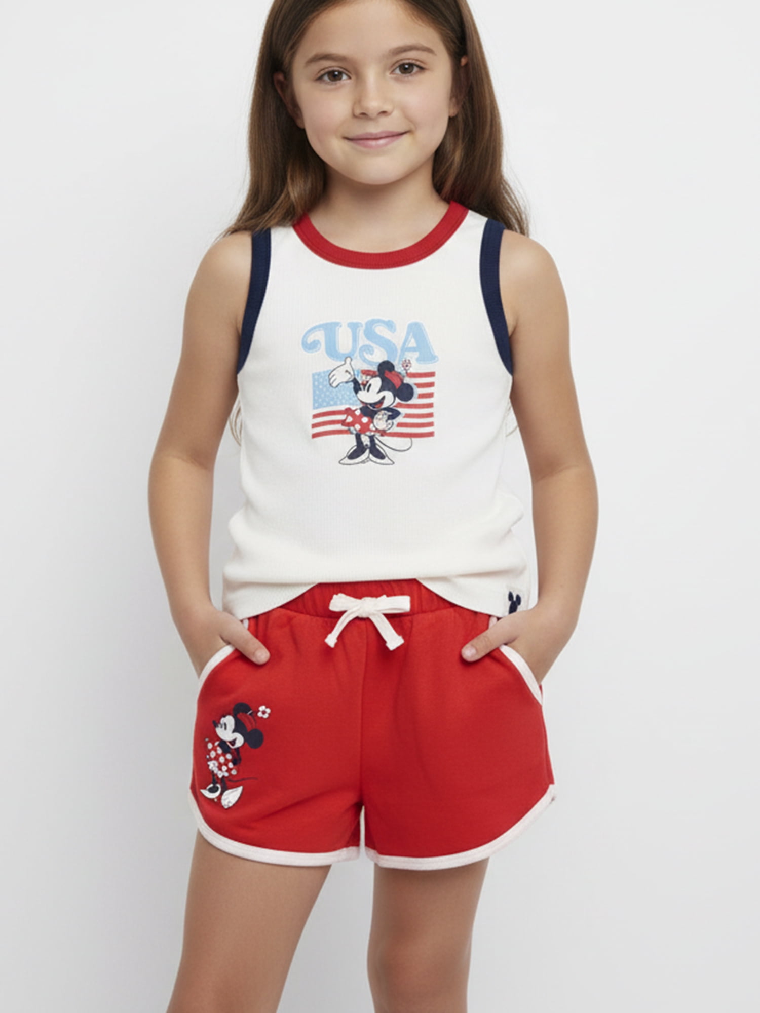 Disney Minnie Mouse Girls Americana Fleece Shorts, Sizes 4-18