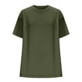 thumbnail image 4 of Camisas de Manga Corta para las Mujeres Casual Cuello Redondo Sólido, Mezcla de Algodón Moda de Verano Blusa Superior, 4 of 9