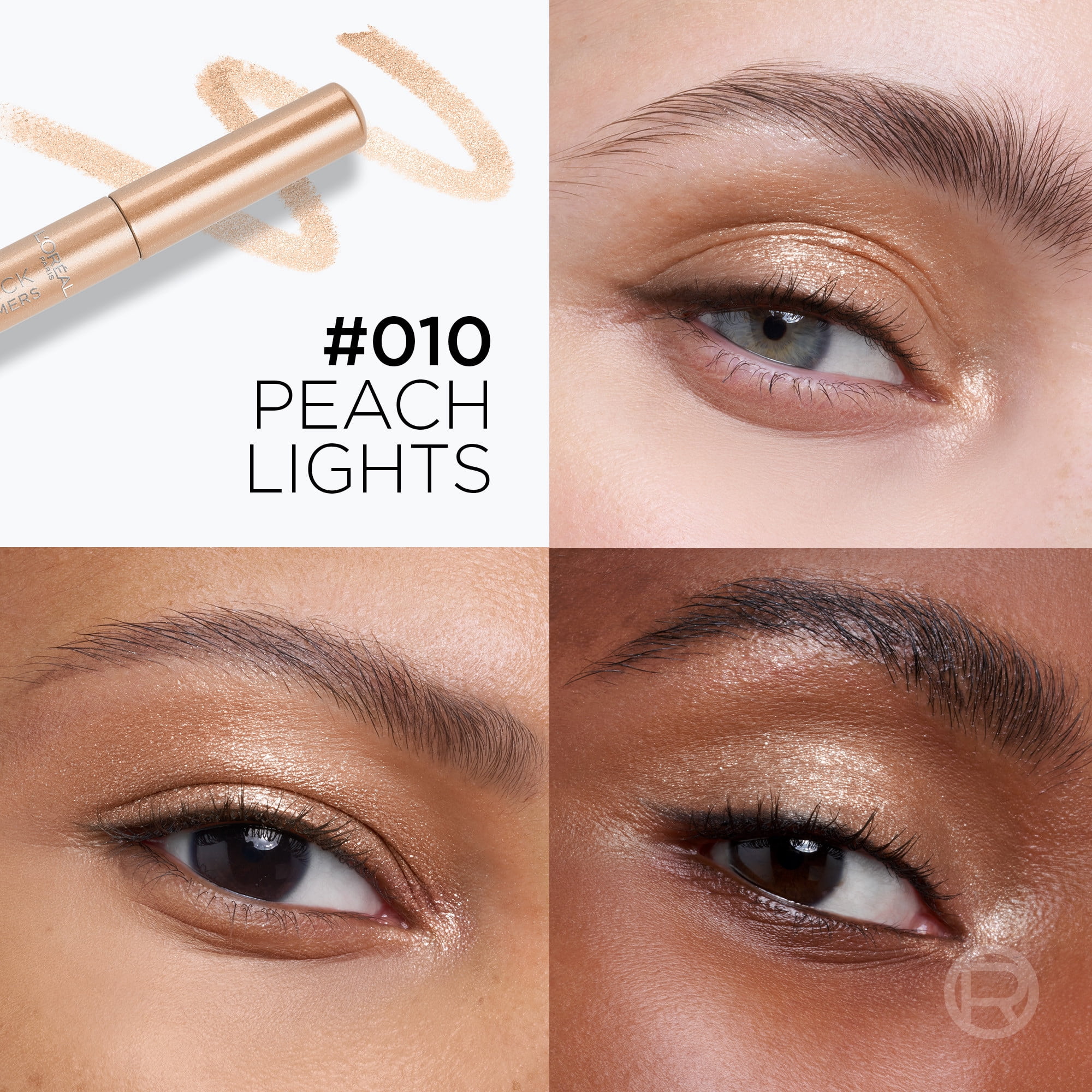L'Oreal Paris Paradise Le Shadow Shimmer Eyeshadow Stick, Blendable & Buildable, Peach Lights, 0.05 oz