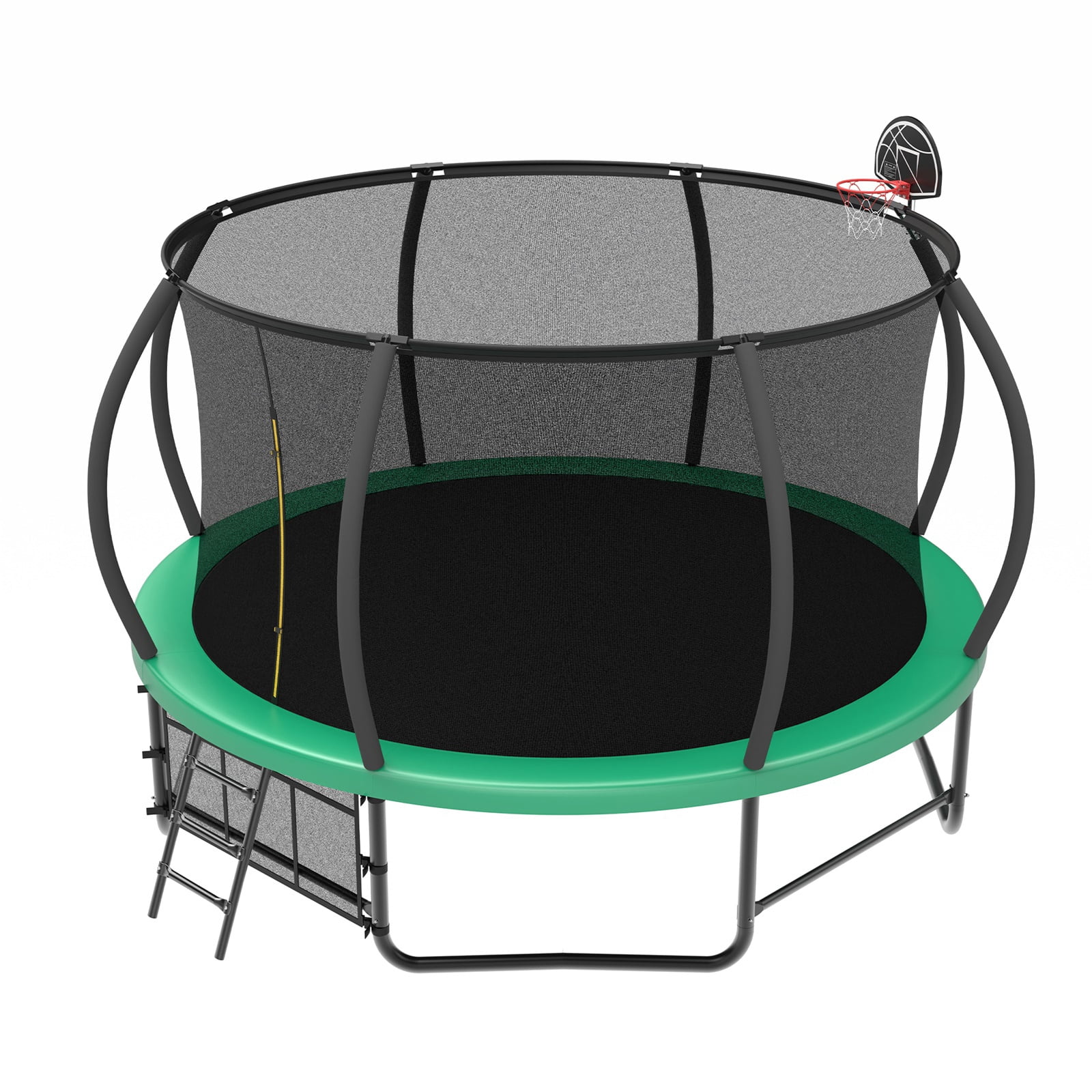 Hommoo 14FT Trampoline with Enclosure, Recreational Trampolines with Ladder and AntiRust Coating, ASTM Approval Outdoor Trampoline for Kids, Green