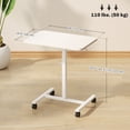 thumbnail image 3 of HOMCOM Bureau Debout Mobile Table au-Dessus du Lit avec Roues, Grain de Bois Blanc, 3 of 10