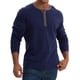 thumbnail image 1 of Blusas y camisas de manga larga con cuello redondo para hombre, color liso, informales, a la moda, con botones, cuello redondo, manga larga, blusa de poliéster para hombre, 1 of 6