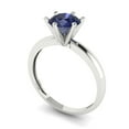 thumbnail image 2 of 1 ct Round Cut Simulated Blue Sapphire Solitaire Engagement Ring for Women in 18K White Gold, 2 of 5