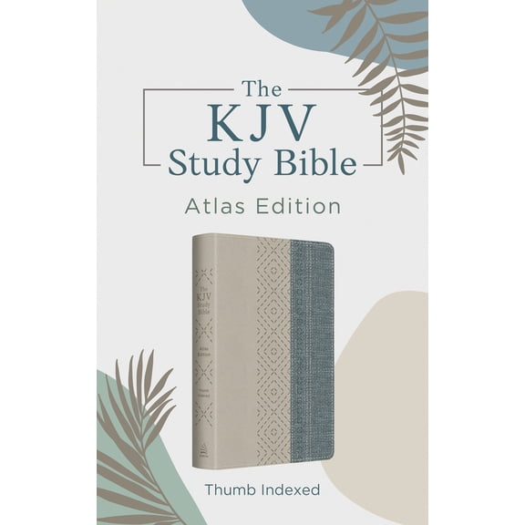 Pre-Owned The KJV Study Bible: Atlas Edition, Thumb Indexed [Taupe & Denim Crosshatch] (Imitation Leather) 1636096875 9781636096872