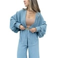 thumbnail image 2 of xiaxaixu Pyjamas 2 Pièces pour Femmes Ensemble Chemise à Manches Longues + Pantalon Ensemble Loungewear, 2 of 6