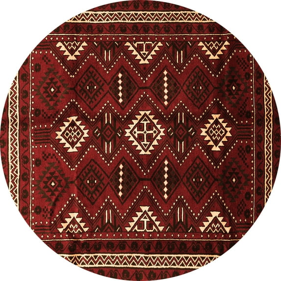 Ahgly Company Indoor Round Southwestern Orange Country Area Rugs, 4' Round