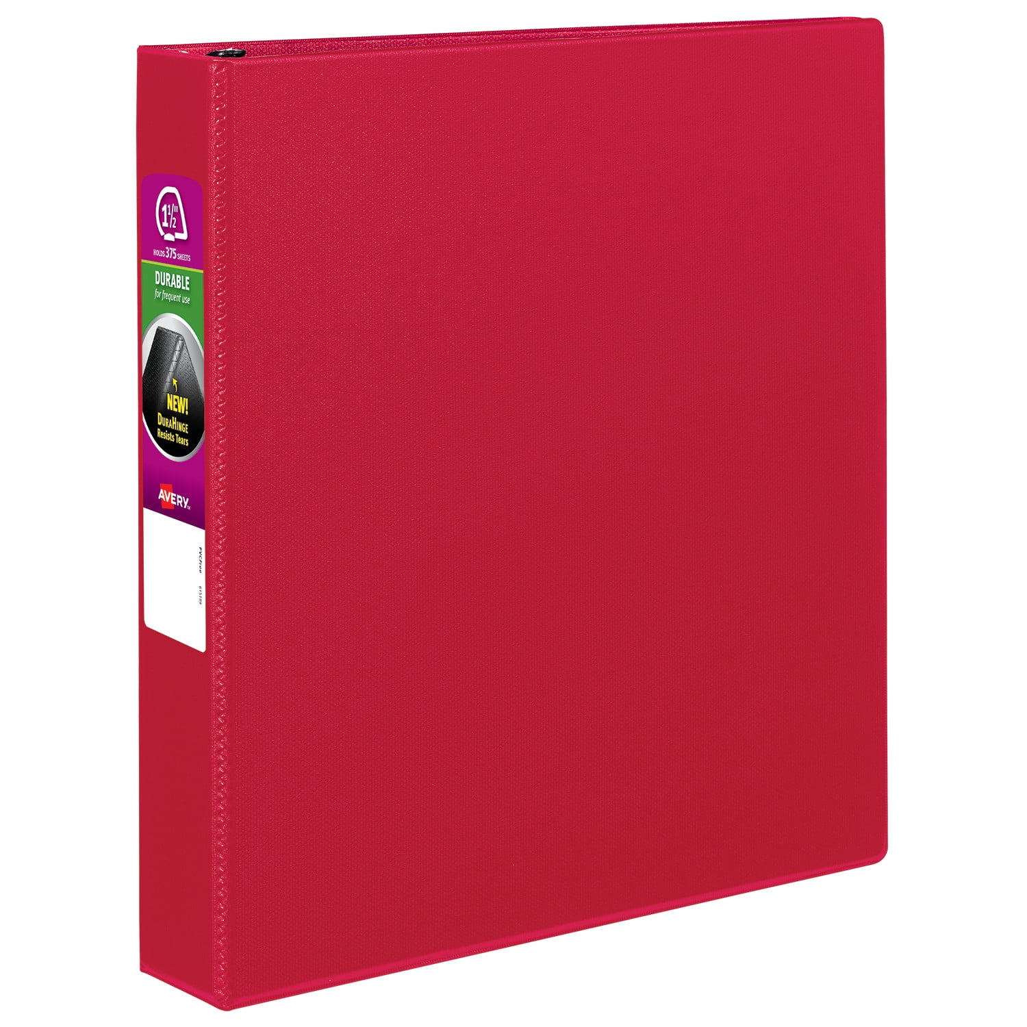 Avery Durable Binder, 1-1/2' Slant Rings, 375-Sheet Capacity, DuraHinge, Red (27202)