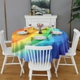 thumbnail image 2 of Rainbow Tie Dye Wave Pattern Round Tablecloth 60"x60",Wrinkle Wipeable Table Cloth for Kitchen Dining Room Picnic Patio Party, 2 of 6