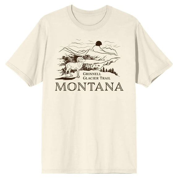 Elevation 7573 Grinnell Glacier Trail Montana Crew Neck Short Sleeve Natural Men's T-shirt
-3XL