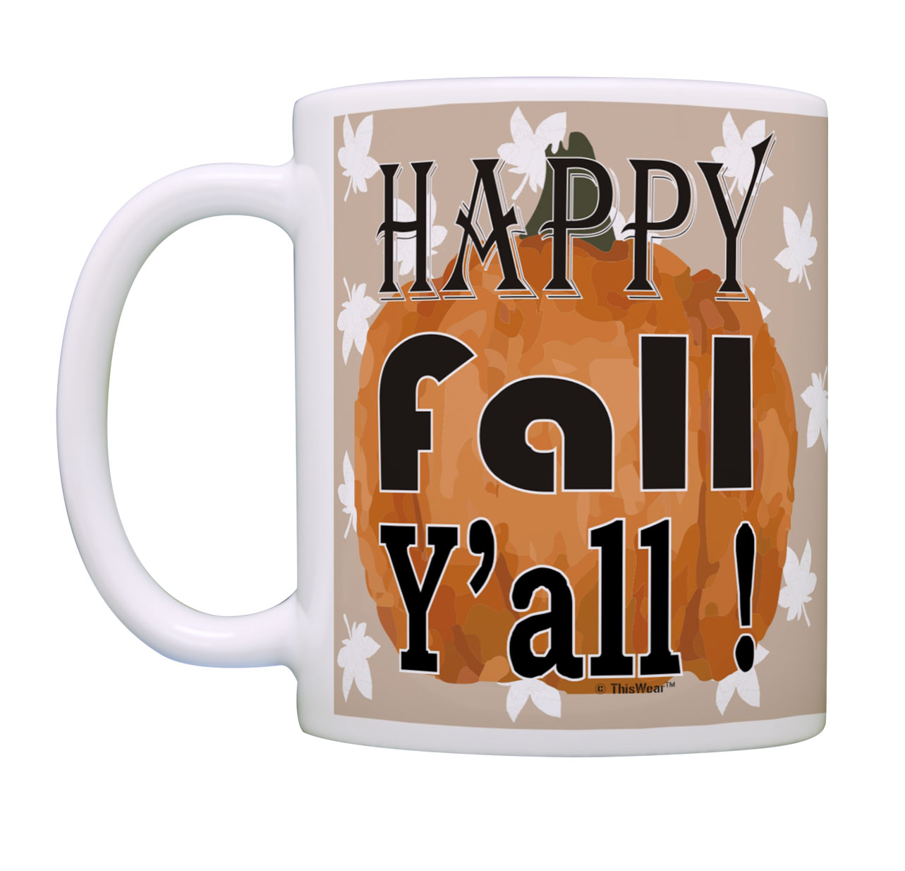 ThisWear Fall Gifts Happy Fall Y'all Coffee Cup Autumn Leaves Pumpkin Mug Halloween Coffee Mug Multi - image 2 of 4