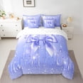 thumbnail image 2 of Feelyou Dreamy Bow-tie Child Bedding Comforter Set 7pcs, Cartoon Princess Bowknot King Bedding Sets, Bling Stars Sequin Print Reversible Bed Sheets, Luxury Bedroom Decor, 2 of 8