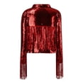 thumbnail image 7 of Sequin Fringe Jacket Shiny Disco Cowgirl Outfit Sparkly Theme Y2K 90s Streetwear Jacket Glitter Tassel Coat Long Sleeve Open Front Jacket Fall Outfits Red One Size, 7 of 7