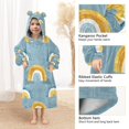 thumbnail image 3 of FORMRS Wearable Blanket Hoodie with Sleeves for Kids Cozy Flannel Sweatshirt, Light Blue Rainbow, 3 of 7