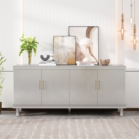 70.07'' 4-Door Modern Buffet Storage Cabinet, Sideboard Buffet with 330 Lbs Capacity For Hallway, Entryway, Kitchen, Living Room, Home Office