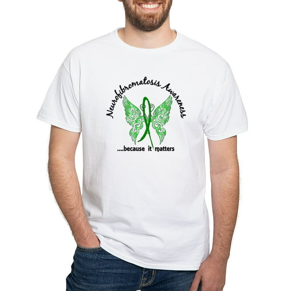 CafePress - Neurofibromatosis Butterfly 6.1 White T Shirt - Men's White Classic Cotton T-Shirts