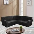 thumbnail image 3 of SHANNA Velvet L Shape 5 Seater Sofa Cover, L Shape Couch Covers Corner Sectional Couch Sofa Slipcover Furniture Protector, Black, 3 of 10