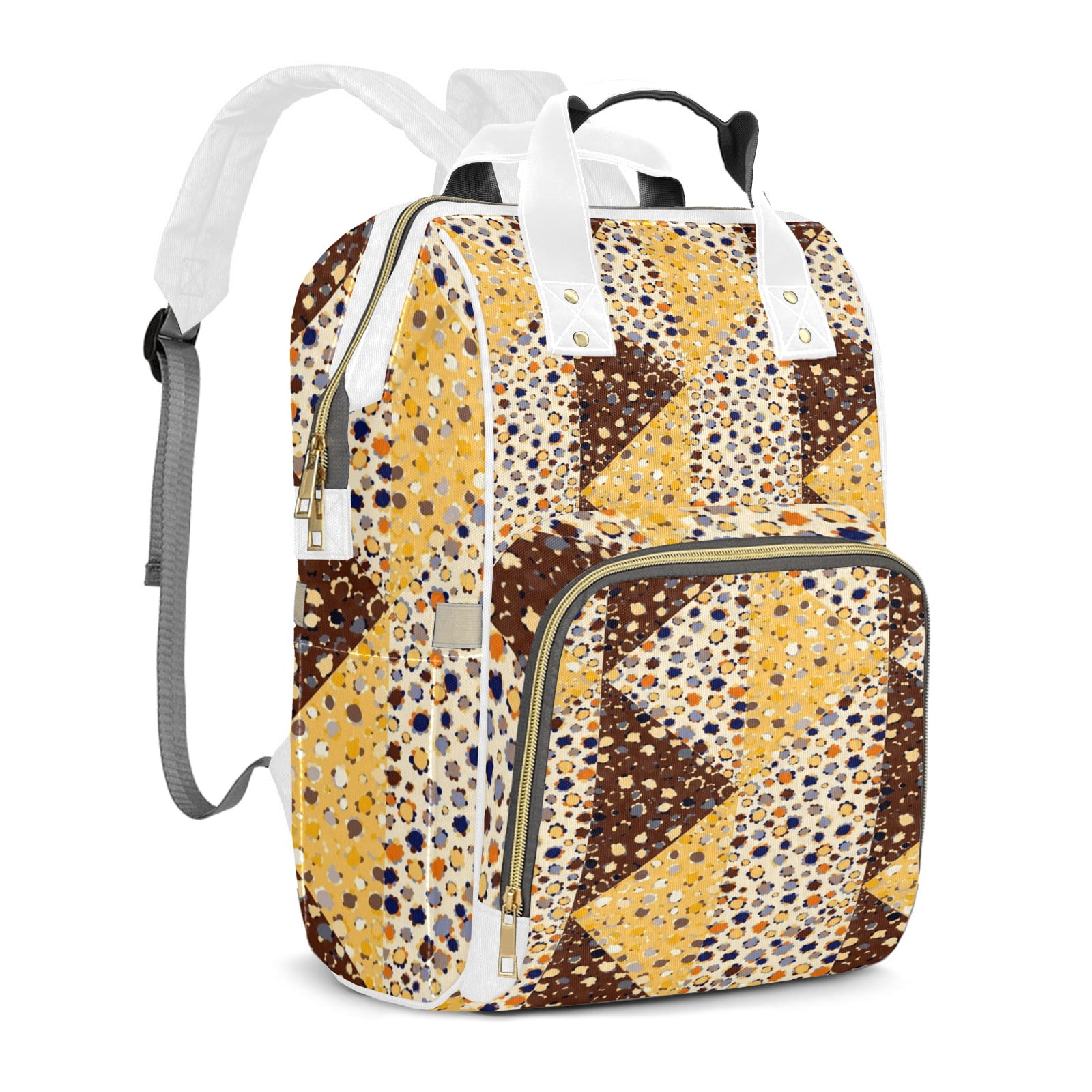 Abstract Flowers Diaper Backpack – Large Capacity, Insulated Baby Bottle Pocket, Multifunctional Mommy Bag for Boys & Girls