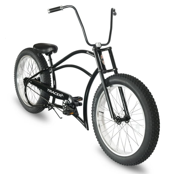 Tracer Harman GT 26'' Stretch Beach Cruiser Bike for Men Women,Single Speed,Fat Tires,Black,High Rise Handlebar,City Commute Bicycle