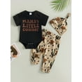 thumbnail image 3 of Loalirando Newborn Baby Boy Western Cowboy Clothes Outfits Letter Bodysuit Cowboy Hat/Boots/Cow Long Pants Cap 3Pcs Set, 3 of 8