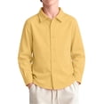 thumbnail image 2 of OIOLOYJM Girls Boys Long Sleeve Dress Shirts Casual Classic Collared Button Down School Uniform Quick Dry Lightweight Fashion Basic Shirts, 2 of 3