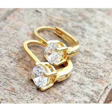 2Ct Round Cut Lab Created Diamond Lever Back Earrings in 14k Yellow Gold Plated