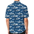 thumbnail image 5 of Mens Hawaiian Shirt Short Sleeve Shark Print Button Down Lapel T Shirt Loose Summer Seaside Casual Comfortable Beach Shirts for Men Blue XXXL, 5 of 6